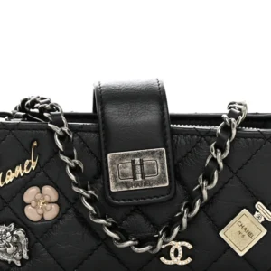 Chanel Aged Calfskin Mini Lucky Charms 2.55 Reissue Clutch With Chain Black detail3