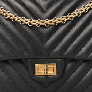 Chanel Aged Chevron Quilted Calfskin Medium 2.55 Reissue 226 Flap Black front2