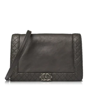 Chanel Calfskin Small Boy Reverso Flap Grey Ruthenium Hardware Lushentic Grade Bags