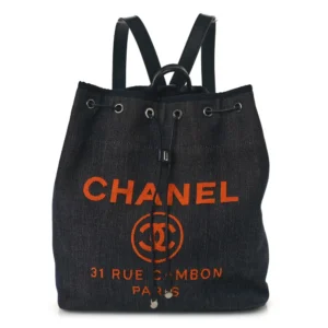 Chanel Canvas Large Deauville Backpack Denim Blue Polished Silver Hardware Lushentic Replica