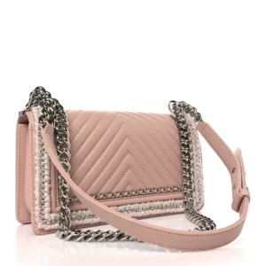 Chanel Chevron Calfskin & Tweed Medium Boy Flap Pink back1