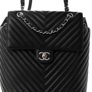 Chanel Chevron Quilted Calfskin Large Urban Spirit Backpack Black detail2