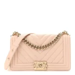 Chanel Chevron Quilted Caviar Medium Boy Flap Light Beige Gold Hardware Replica Designer Bags