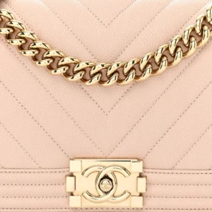 Chanel Chevron Quilted Caviar Medium Boy Flap Light Pink detail2