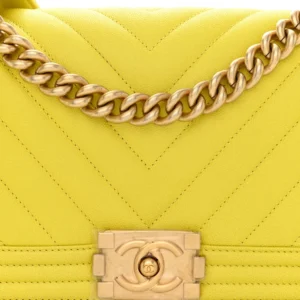 Chanel Chevron Quilted Caviar Medium Boy Flap Yellow detail2