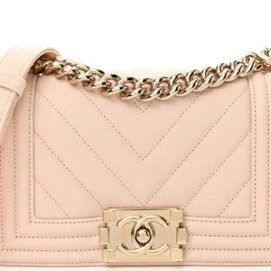 Chanel Chevron Quilted Caviar Small Boy Flap Beige detail1