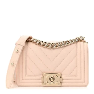 Chanel Chevron Quilted Caviar Small Boy Flap Beige Light Gold Hardware Replica Quality