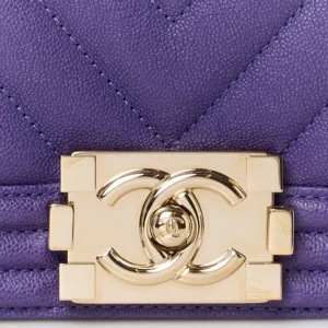 Chanel Chevron Quilted Caviar Small Boy Flap Purple Light detail2