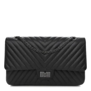 Chanel Chevron Quilted Sheepskin Medium 2.55 Reissue 226 Flap So Black Lushentic Bags