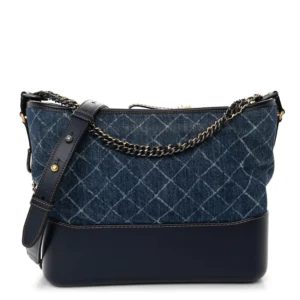 Chanel Denim & Calfskin Medium Gabrielle Hobo Blue Mixed Metal Hardware Replica Bags