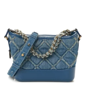 Chanel Denim & Calfskin Small Gabrielle Hobo Blue Mixed Metal Hardware Lushentic Replica