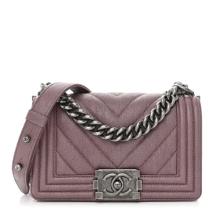 Chanel Chevron Metallic Quilted Caviar Small Boy Flap Dark Pink Aged Ruthenium Hardware Quality Rep