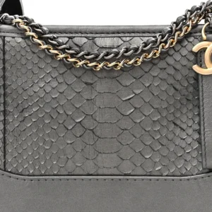 Chanel Metallic Snakeskin Small Gabrielle Hobo Black detail2