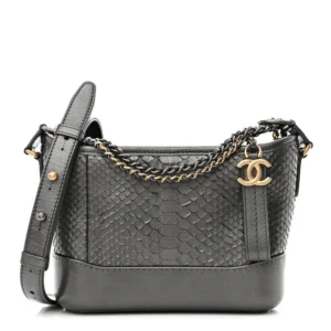 Chanel Metallic Snakeskin Small Gabrielle Hobo Black Mixed Metal Hardware Replica Designer Bags