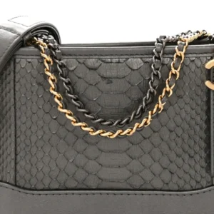 Chanel Metallic Snakeskin Small Gabrielle Hobo Pewter detail1