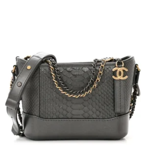 Chanel Metallic Snakeskin Small Gabrielle Hobo Pewter Mixed Metal Hardware