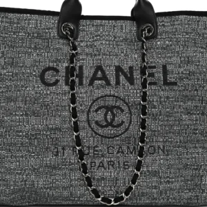 Chanel Mixed Fibers Large Deauville Tote Charcoal front2