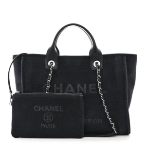 Chanel Mixed Fibers Small Deauville Tote Black front1