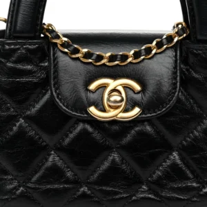 Chanel Nano Kelly Shopper Quilted Shiny Aged Calfskin Black detail2