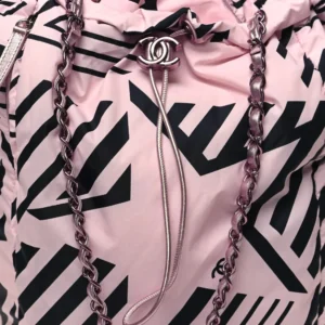 Chanel Nylon Large Coco Beach Backpack Pink And Black detail1