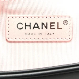 Chanel Pearl Chevron Calfskin Small Boy Flap Black logo