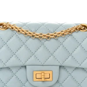 Chanel Quilted Aged Calfskin 2.55 Reissue Mini Flap Light Blue detail1