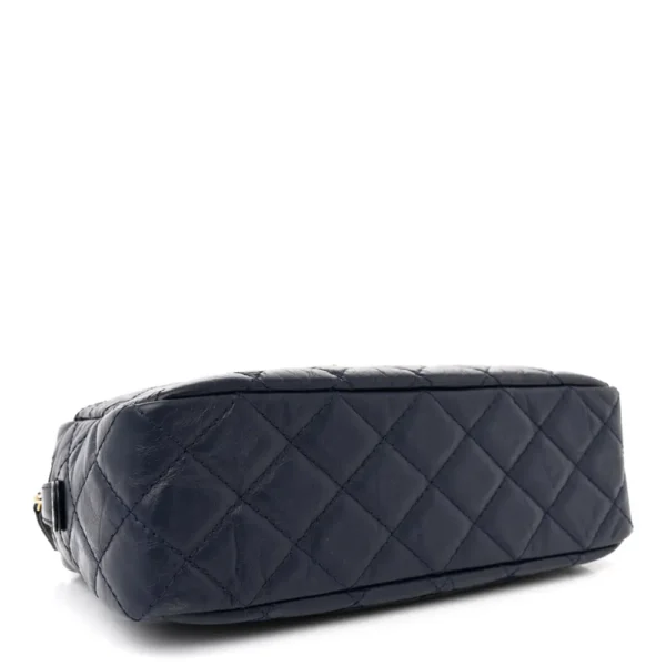 Chanel Quilted Aged Calfskin Medium Reissue Camera Case Navy Aged Gold Hardware Replica Bags