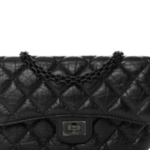 Chanel Quilted Aged Calfskin Mini 2.55 Reissue Phone Holder With Chain So Black detail1 (2)