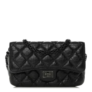 Chanel Quilted Aged Calfskin Mini 2.55 Reissue Phone Holder With Chain So Black Lushentic Grade Bags