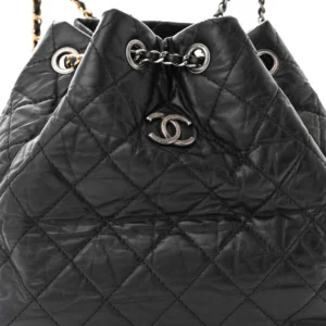 Chanel Quilted Aged Calfskin Small Gabrielle Backpack Black front2