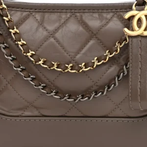 Chanel Quilted Aged Calfskin Small Gabrielle Hobo Grey detail1