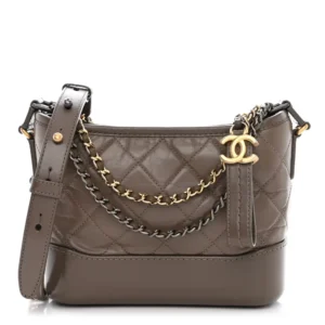 Chanel Quilted Aged Calfskin Small Gabrielle Hobo Grey Mixed Metal Hardware Quality Rep