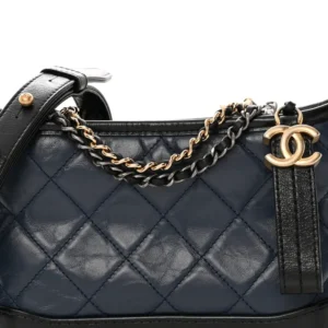 Chanel Quilted Aged Calfskin Small Gabrielle Hobo Navy And Black detail1