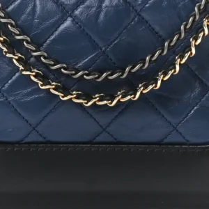 Chanel Quilted Aged Calfskin Small Gabrielle Hobo Navy And Black detail1