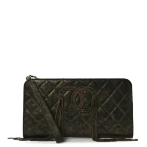 Chanel Quilted Calfskin Chain CC Chain Clutch Dark Gold Gold Hardware