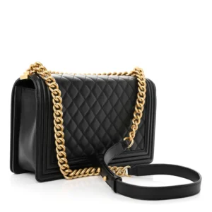 Chanel Quilted Calfskin Medium Boy Flap Black back1