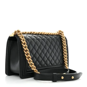 Chanel Quilted Calfskin Medium Boy Flap Black back1