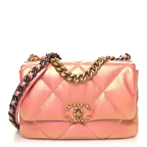 Chanel Quilted Calfskin Medium Chanel 19 Flap Pink Mixed Metal Hardware Best Lushentic Bags