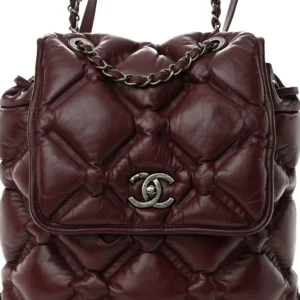 Chanel Quilted Calfskin Medium Chesterfield Backpack Burgundy front2