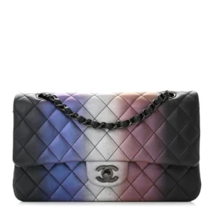 Chanel Quilted Calfskin Ombre Medium Double Flap Black Ruthenium Hardware Lushentic Bags