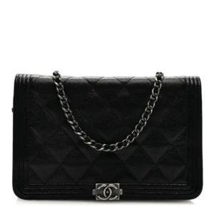 Chanel Quilted Caviar Boy Wallet On Chain (WOC) Black Ruthenium Hardware