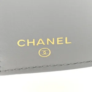 Chanel Quilted Caviar CC Double Flap Wallet Grey logo1