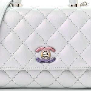 Chanel Quilted Caviar Extra Mini Coco Handle Flap Light Blue detail1