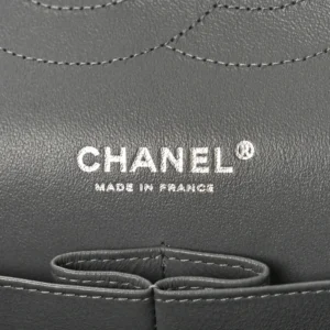 Chanel Quilted Caviar Jumbo Double Flap Grey logo