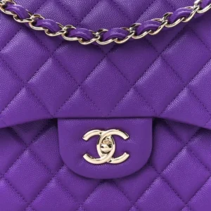 Chanel Quilted Caviar Jumbo Double Flap Purple detail2