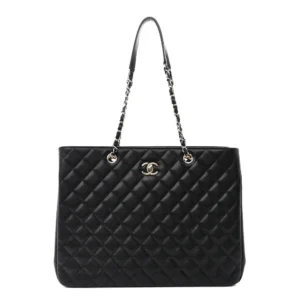 Chanel Quilted Caviar Large Shopping Tote Black Gold Hardware Lushentic Bags