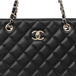 Chanel Quilted Caviar Large Shopping Tote Black front2