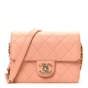 Chanel Quilted Caviar Like a Wallet Flap Coral Polished Gold Hardware