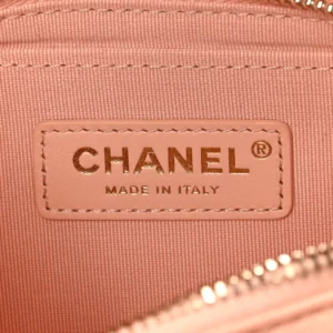 Chanel Quilted Caviar Like a Wallet Flap Coral logo1