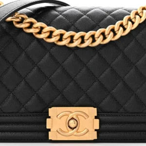 Chanel Quilted Caviar Medium Boy Flap Black detail1